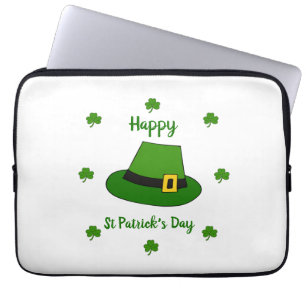 Minimalist Cute Happy St Patrick's Day Laptop Sleeve