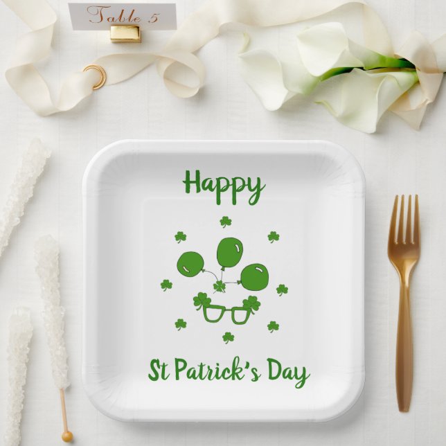 Minimalist  Cute Happy St Patrick's Day     Paper Plate (Wedding)