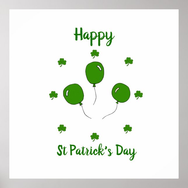 Minimalist  Cute Happy St Patrick's Day  Poster (Front)