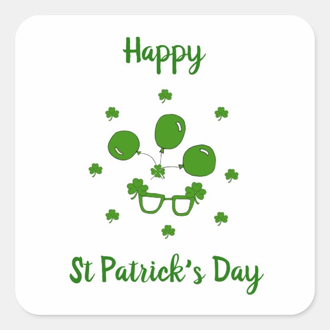 Minimalist  Cute Happy St Patrick's Day    Square Sticker (Front)
