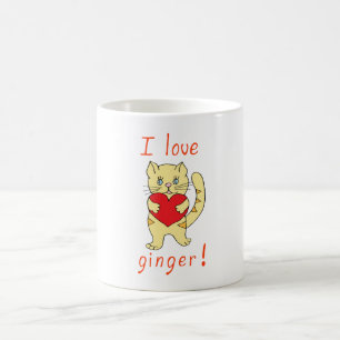 Minimalist Cute I love ginger cat Coffee Mug