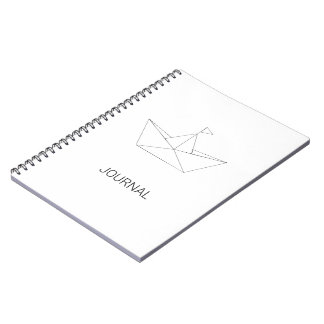 Minimalist Cute Paper Boat Custom Name White Baby  Notebook