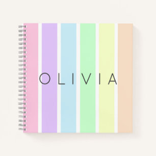 Minimalist cute pastel rainbow multicolour stripe notebook