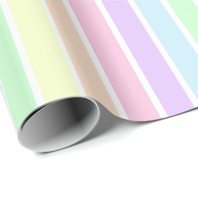 Minimalist cute pastel rainbow multicolour stripe wrapping paper (Roll Corner)