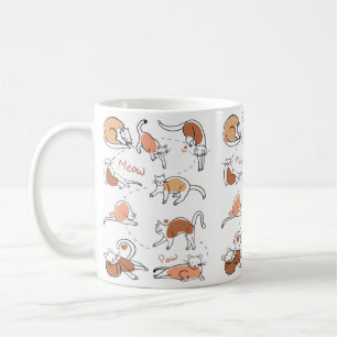 Minimalist Cute Playful Orange White Cat Pattern Coffee Mug