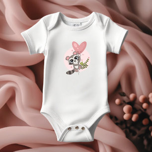 Minimalist Cute Raccoon Baby Shower  Bodysuit