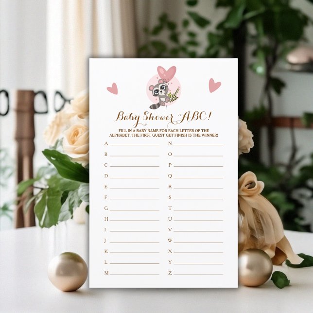 Minimalist Cute Raccoon Baby Shower Game ABC (Minimalist Cute Raccoon Baby Shower Game ABC)