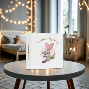 Minimalist Cute Raccoon Baby Shower Photo Album Binder