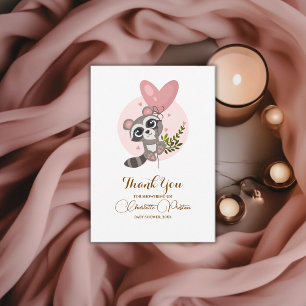 Minimalist Cute Raccoon Baby Shower Thank You Card