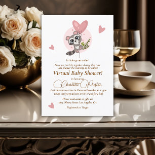 Minimalist Cute Raccoon Baby Shower Virtual Invitation