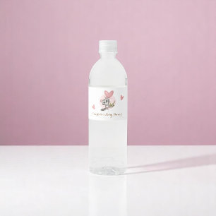 Minimalist Cute Raccoon Baby Shower Water Bottle Label