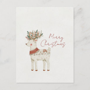 Minimalist Cute Reindeer Christmas Postcard