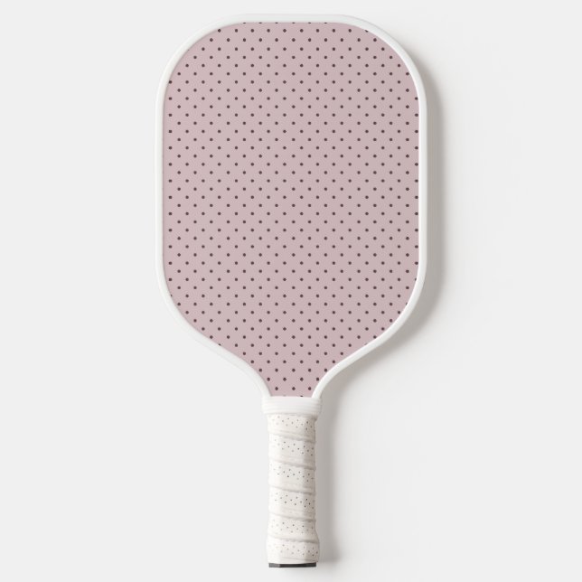 Minimalist Cute Soft Light Pink Brown Polka Dots Pickleball Paddle (Front)