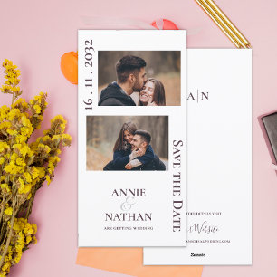  Minimalist Cute Two Photos Wedding save the date  Holiday Card