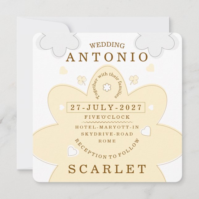 Minimalist Cute vibe Wedding And Modern Aesthetic  Invitation (Front)