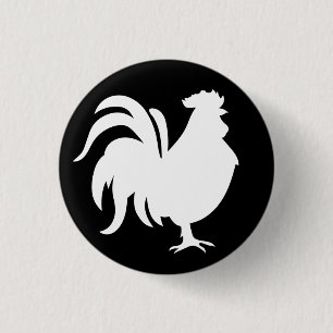 Minimalist Cute White lucky rooster    1 Inch Round Button