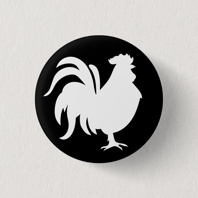 Minimalist Cute White lucky rooster    1 Inch Round Button (Front)