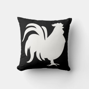 Minimalist Cute White lucky rooster Throw Pillow