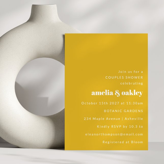 Minimalist Cute Yellow Couples Wedding Shower Invitation (Creator Uploaded)