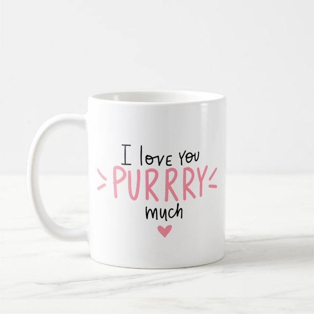 Minimalist Cuteness Charm Adorable Cat Theme Clean Coffee Mug (Left)