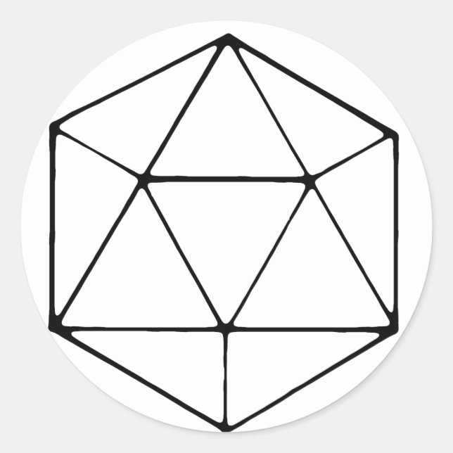 Minimalist D20 Design Tabletop Gamer Geek Classic Round Sticker (Front)