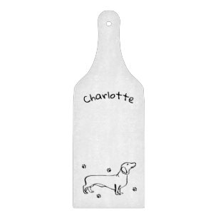 Minimalist Dachshund Art - Your Text, Your Style Cutting Board