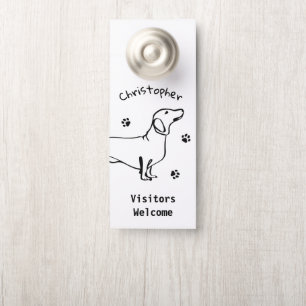 Minimalist Dachshund Art - Your Text, Your Style Door Hanger
