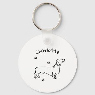Minimalist Dachshund Art - Your Text, Your Style Keychain