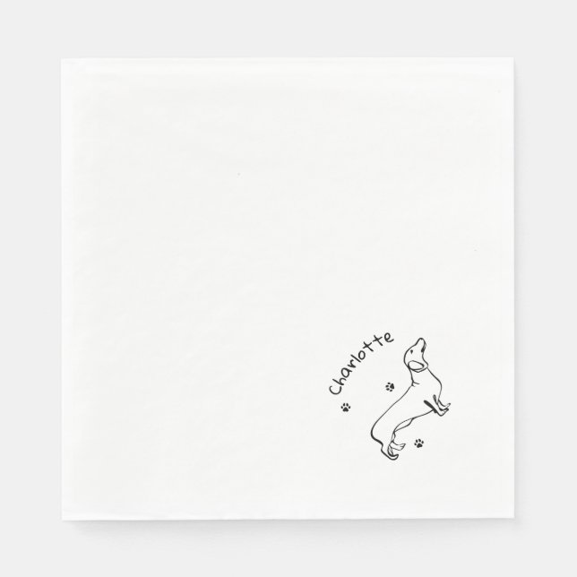 Minimalist Dachshund Art - Your Text, Your Style Napkin (Front)