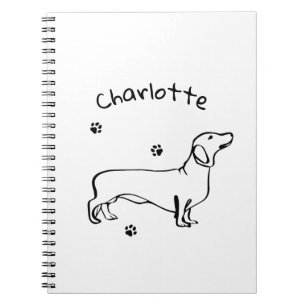 Minimalist Dachshund Art - Your Text, Your Style Notebook