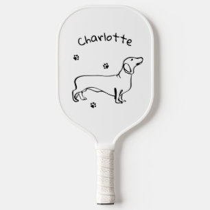 Minimalist Dachshund Art - Your Text, Your Style Pickleball Paddle