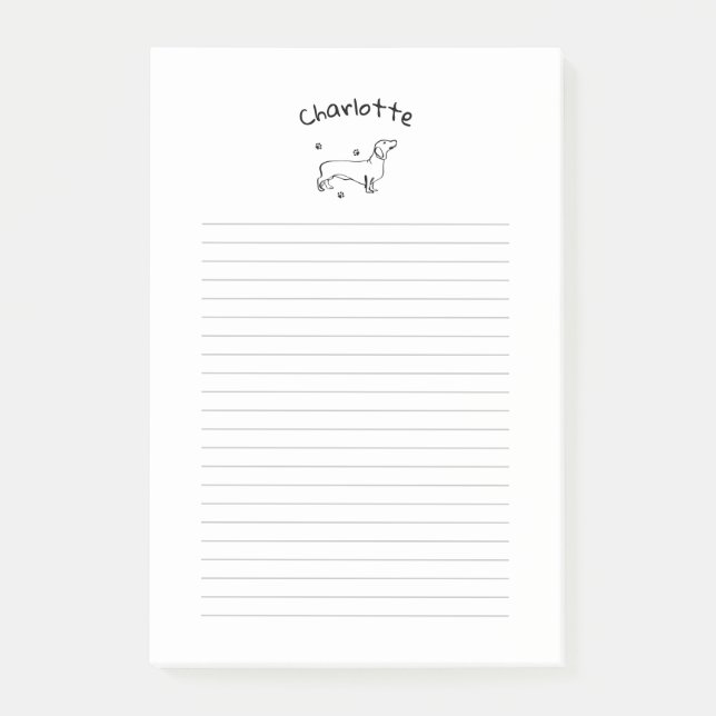 Minimalist Dachshund Art - Your Text, Your Style Post-it Notes (Front)