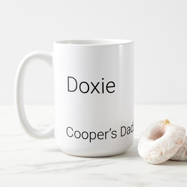 Minimalist Dachshund Custom Name Coffee Mug (With Donut)