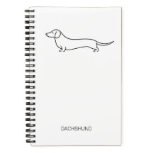 Minimalist Dachshund Line Art Deluxe Spiral Notebo