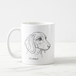 Minimalist Dachshund Line Drawing Custom Pet Name Coffee Mug