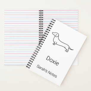 Minimalist Dachshund Personalized Name Spiral Note Notebook