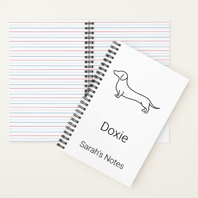 Minimalist Dachshund Personalized Name Spiral Note Notebook (Inside)