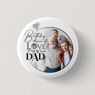 Minimalist Dad Birthday Typography Photo 1 Inch Round Button