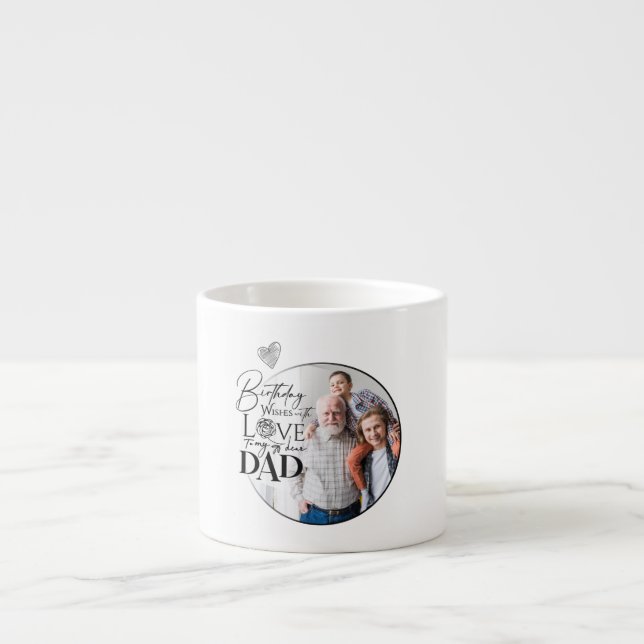 Minimalist Dad Birthday Typography Photo Espresso Cup (Front)