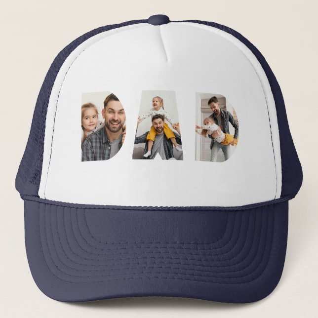 Minimalist DAD Photo Collage Personalized Trucker Hat (Front)