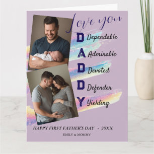 Minimalist DADDY Photo Collage Happy Father's Day  Card