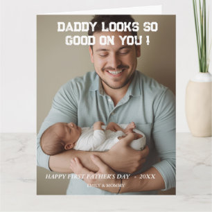 Minimalist DADDY Photo Collage Happy Father's Day  Card