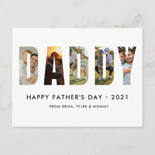 Minimalist DADDY Photo Collage Happy Father's Day  Postcard