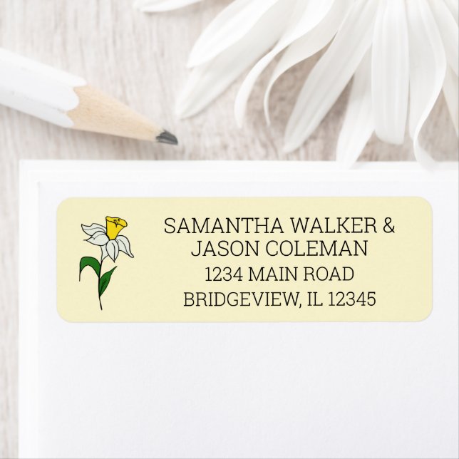 Minimalist Daffodil Wedding Address Label (Insitu)