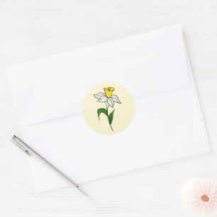 Minimalist Daffodil Wedding Classic Round Sticker