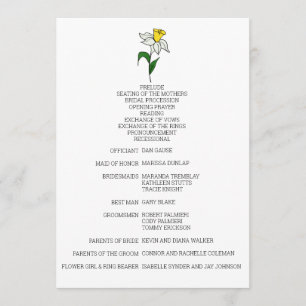 Minimalist Daffodil Wedding Program