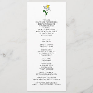 Minimalist Daffodil Wedding Program