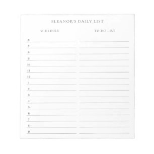 Minimalist Daily Schedule and To Do List with Name Notepad