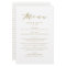 Minimalist Dainty Script Gold Wedding Menu Card