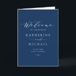 Minimalist Dainty Script Navy Blue Wedding Program<br><div class="desc">Share details of your wedding with this customizable wedding program booklet. These customizable folded programs feature whimsical script and minimalist typography. These navy blue modern wedding programs are perfect for any wedding theme. Matching items are available.</div>